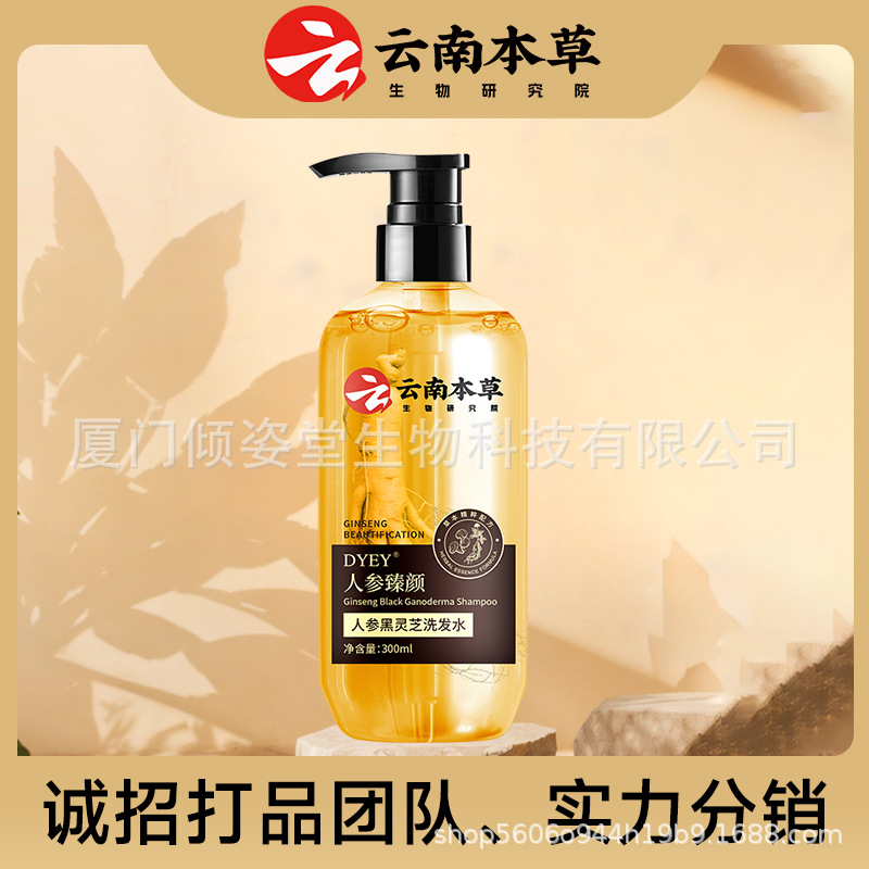 云南本草洗发水 绵密泡沫净澈发丝呵护秀发dyey人参黑灵芝洗发水