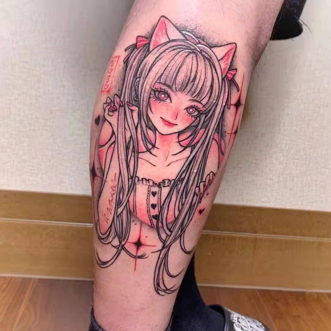 暗黑系邪恶美少女卡通花臂纹身贴防水 女 持久仿真韩网红ins风潮