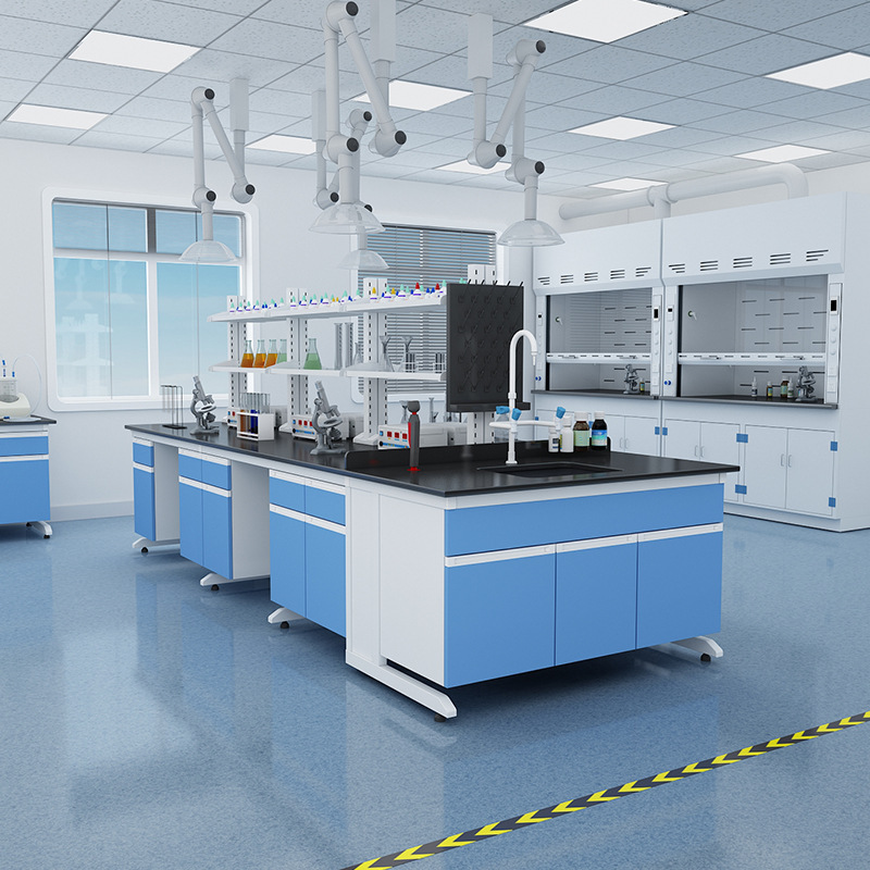 实验室工作台钢木实验台全钢中央试验边台物理化学实验桌通风橱柜