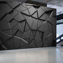 黑色几何科技感墙纸办公室前台装饰壁画健身背景墙壁纸直播工业风