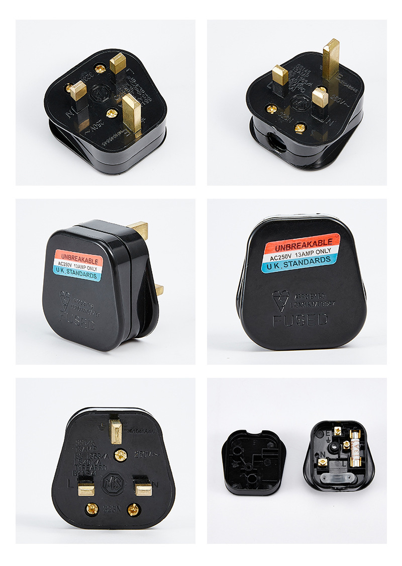 三角接线头bs-323英式插头bs1363英规插头组装式接线电源转换插头