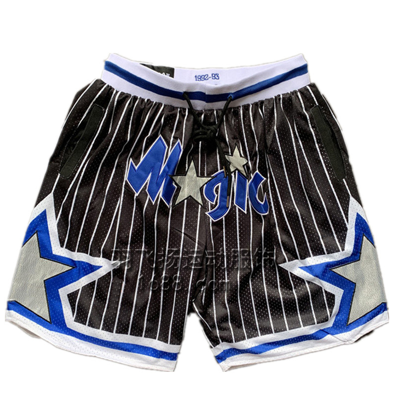 nba球衣魔术队篮球服男just don贾思顿球裤黑色情侣复古刺绣短裤