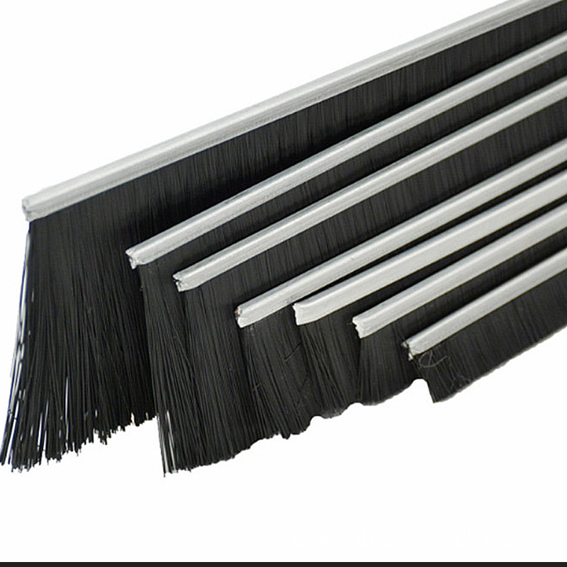 批发各种软毛条刷猪鬃马毛毛刷条铝合金底座工业密封毛条刷