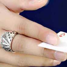 Fashion Exaggerated Cool Opening Ring Playing Card Crystal