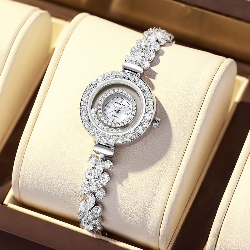 手链手表女时尚镶锆石镶钻满天星防水圆形贝母小表盘学生石英腕表