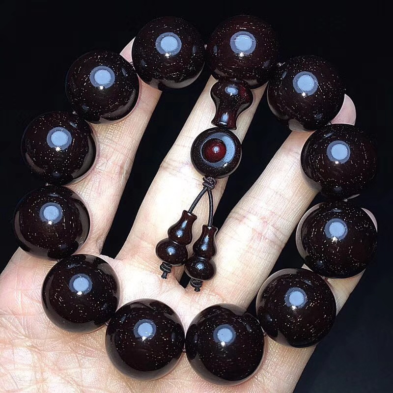 Pterocarpus Santalinus Bracelet Men's and Women's Full Gold Star Rosewood Bracelet Crafts Rosewood Buddha Beads Rosary 108 Necklace