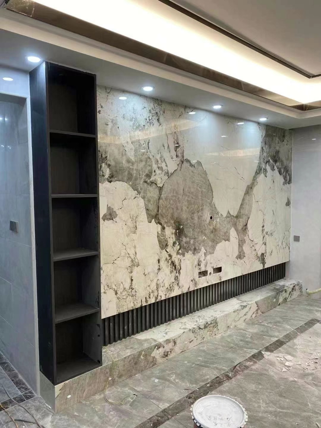 佛山岩板瓷砖批发潘多拉1200*2400现代亮光连纹大理石大板背景墙