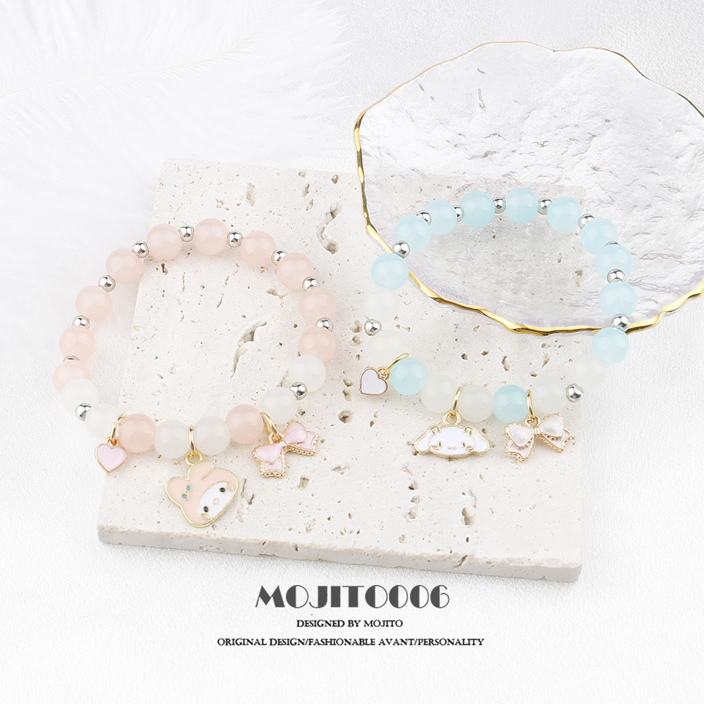 超仙森系玉桂狗手链女水晶石闺蜜手链二人 ins情侣珠串学生手串