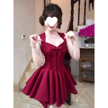 蝴蝶结新款连衣裙玫瑰人生夏季高级法式千金收腰显瘦生日公主短裙
