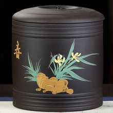 批发紫砂茶叶罐陶瓷密封大号手工手绘中式复古套装储存普洱茶饼盒