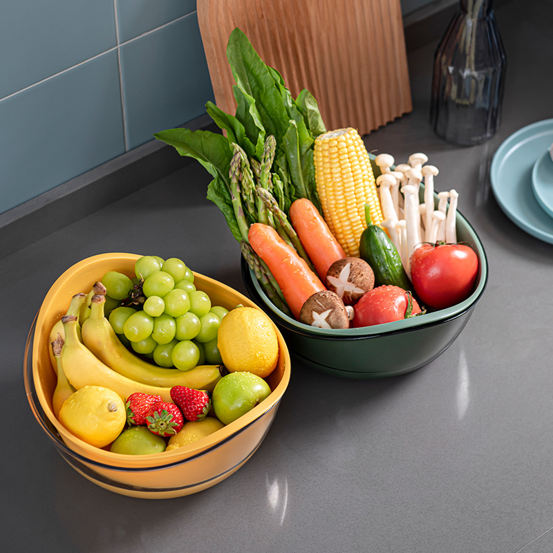 Ingot Drain Basket Fruit Plate Plastic Tray Kitchen Sink Basket Fruit Basket Fruit Basket Household Taobao Kitchen Double Layer