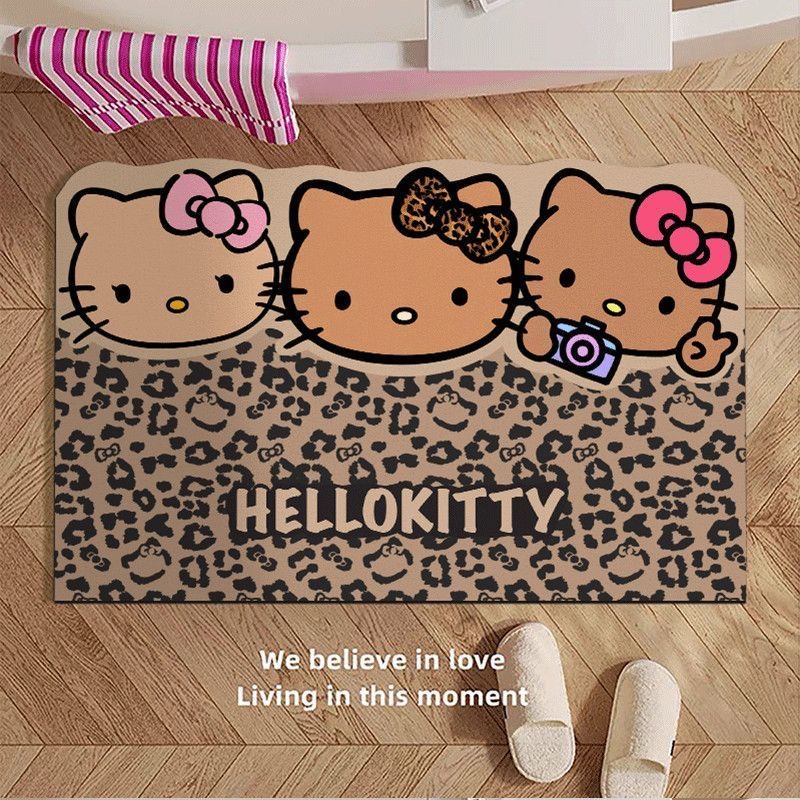 复古黑皮hellokitty浴室吸水软硅藻泥厕所卫生间门口防滑吸水脚垫