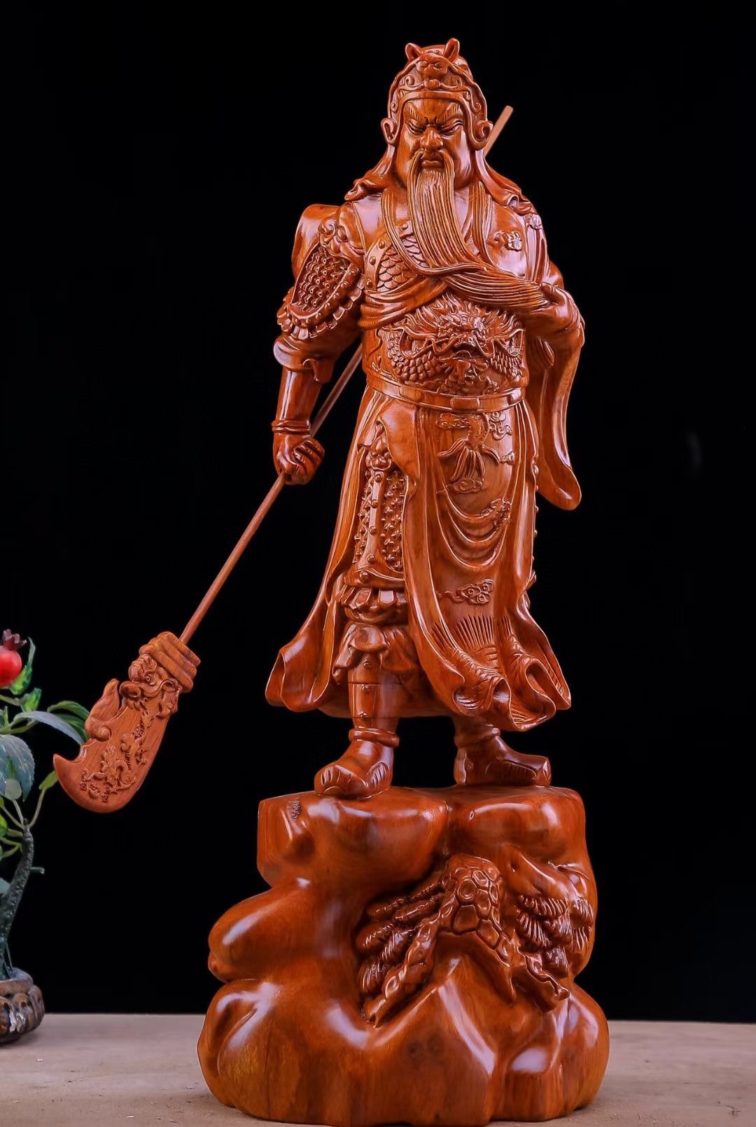 非洲花梨木关公 义薄云天关云长木质摆件 关羽花梨木工艺品