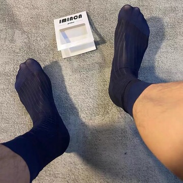 新款宽条多色男士商务正装日系条纹丝袜中筒夏季锦纶丝袜男士袜子