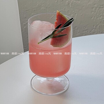 高脚果茶杯玻璃杯网红苏打气泡水杯冷饮杯夏季甜品杯果汁饮料杯子