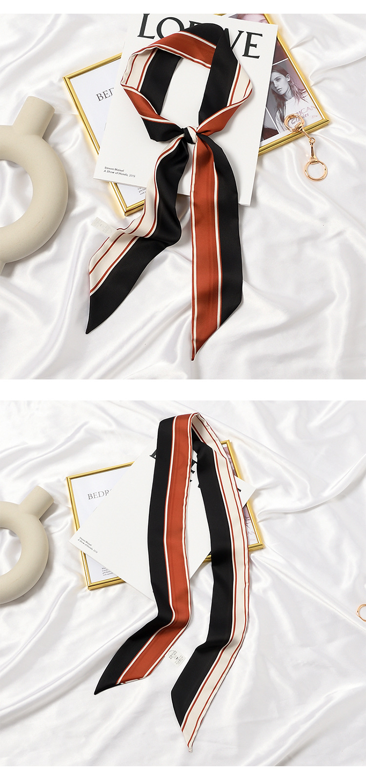 夏季ins原创设计飘带丝巾女窄长条多功能发带百搭装饰丝带小领巾