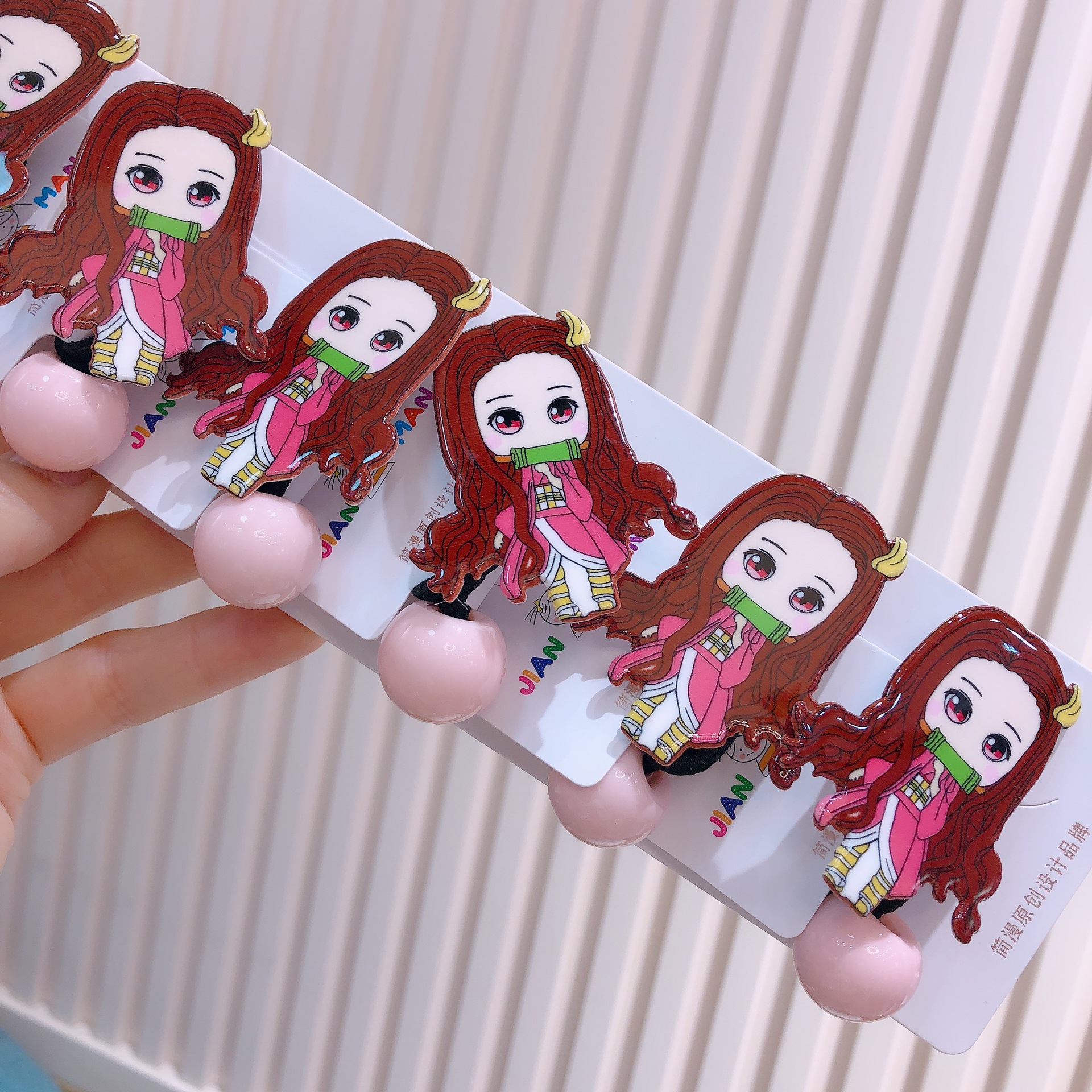 鬼灭之刃单弥豆子发绳鬼灭发夹发饰二次元动漫卡通亚克力女童压夹