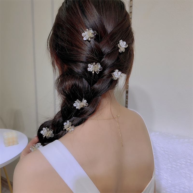 Elegant All-Match Small Chain Link Fencing Red Braided Hair Small Jaw Clip Shell Flower Spring and Summer Forehead Fringe Clip Japanese and Korean New Hair Accessories