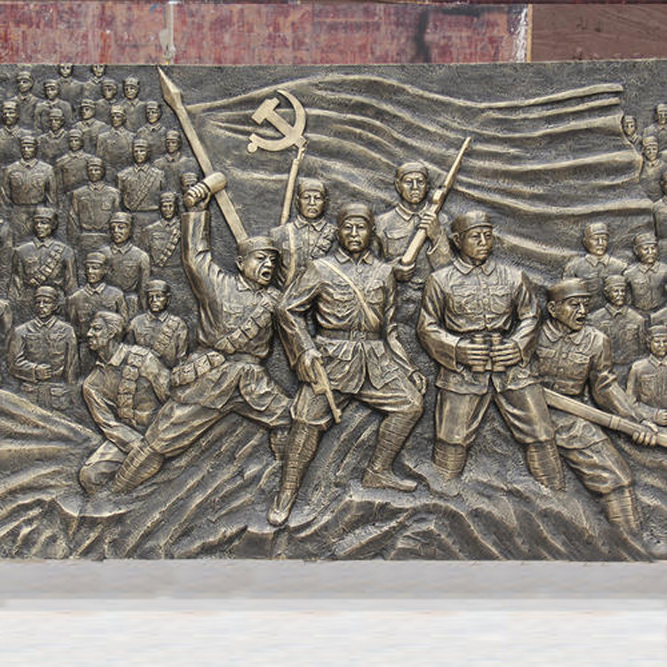 厂家制作锻铜浮雕红军人物主题墙体铜像摆件大型艺术浮雕雕塑摆件