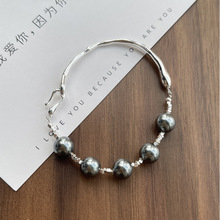 S925纯银碎银子珍珠手镯女气质轻奢手环高级感半镯小众设计手链