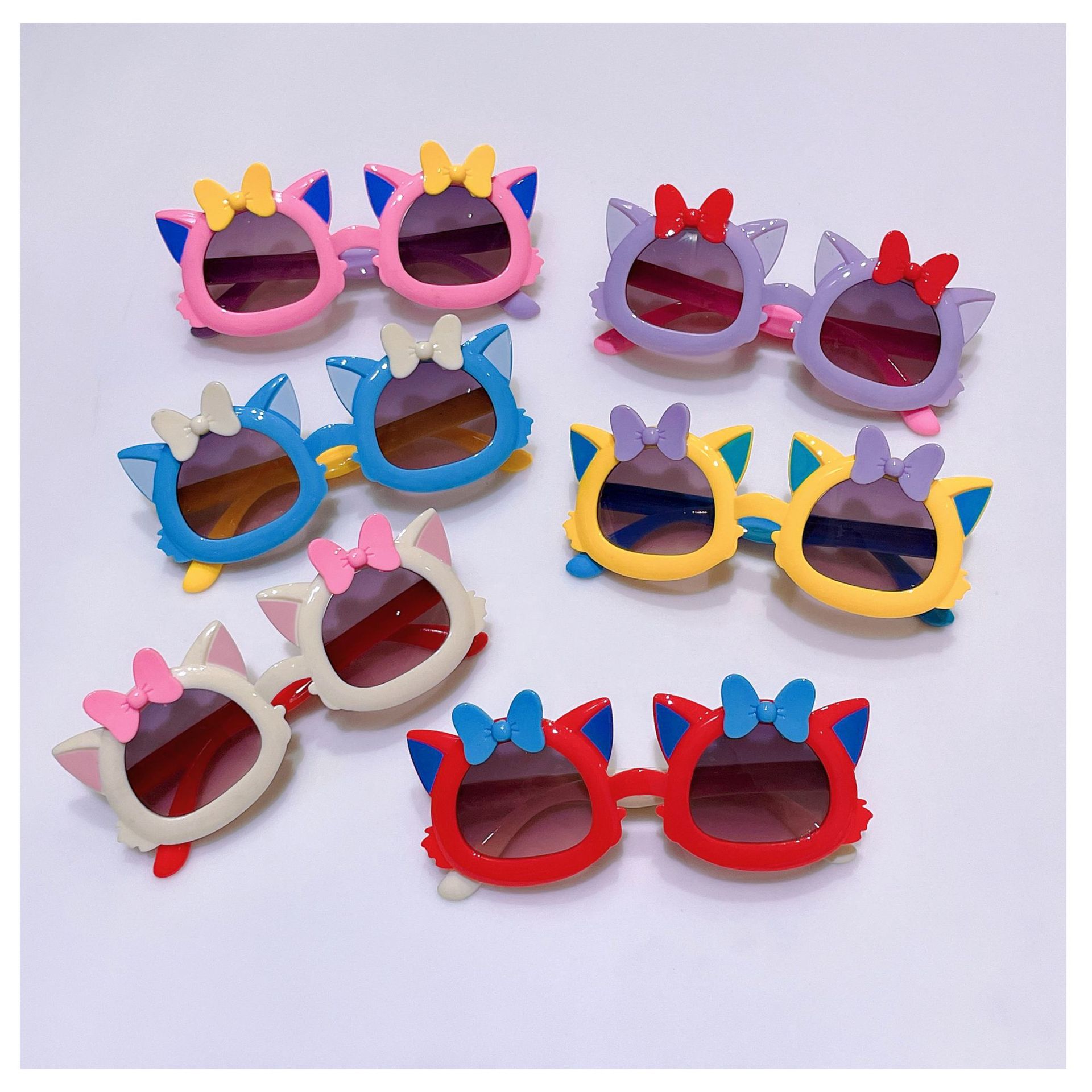 Bowknot Kitten Sunglasses Kid's Eyewear Sun-Proof UV-Proof Sunglasses Trendy Men and Girls Decorative Colorful Toys