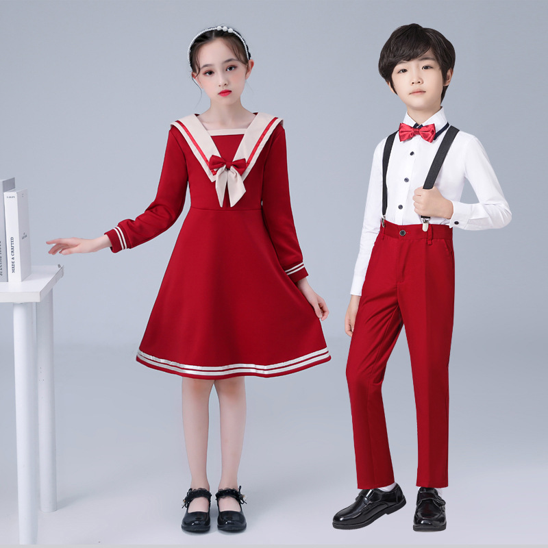 中小学生大合唱演出服装儿童诗歌朗诵幼儿表演服男女合唱团毕业照