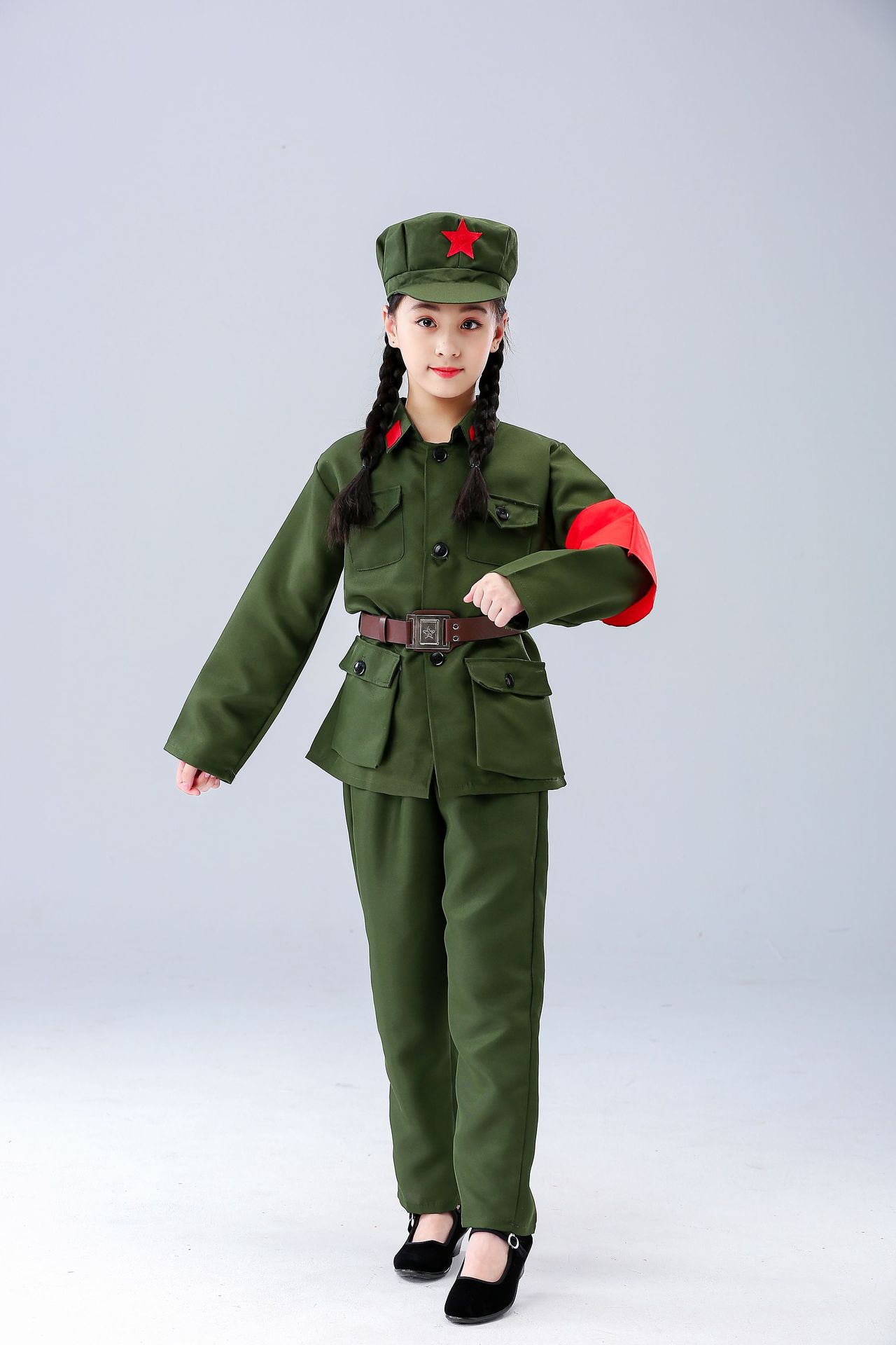 儿童小红军演出服红卫兵八路军抗战时期服装学习雷锋好榜样演出服