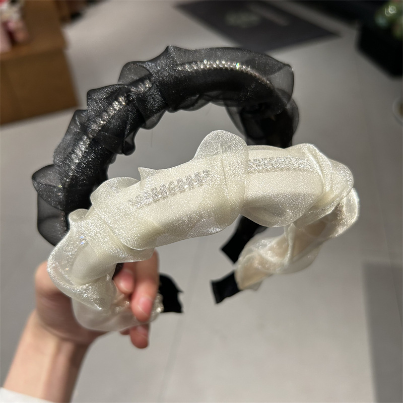 网纱超仙高颅顶发箍女 韩国镶钻气质发卡2024年新款网红发窟头箍