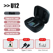 U12工厂直供无线蓝牙TWS入耳式智能LED数显马卡龙耳机