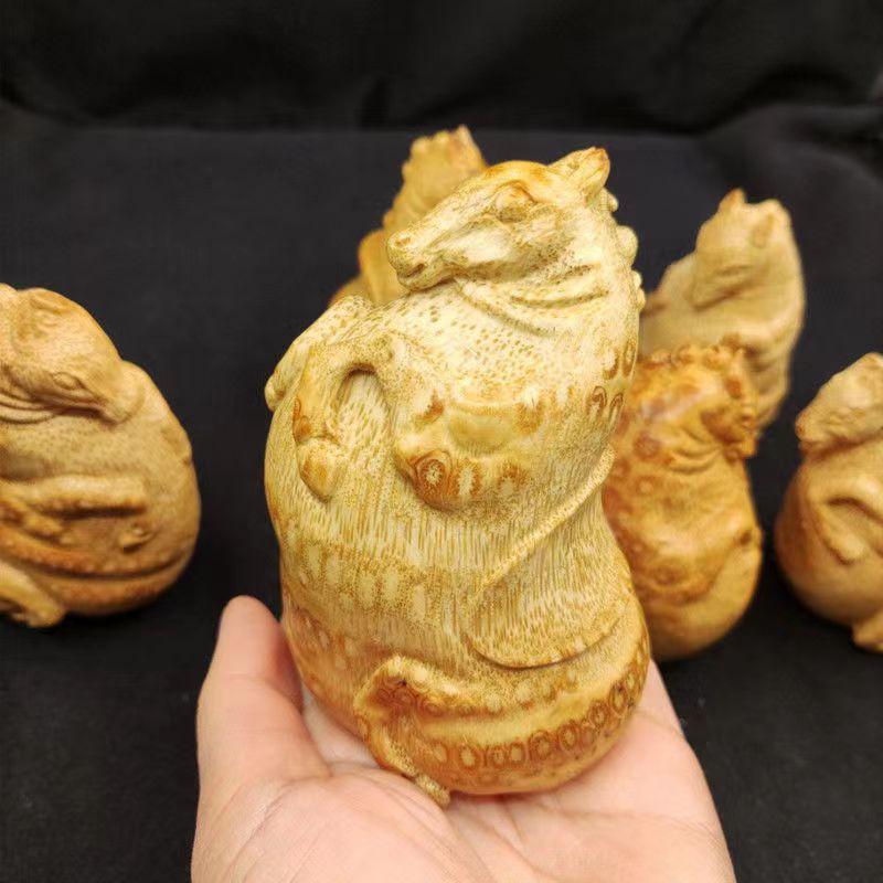 竹根雕唐马满钉马到成功手工雕刻文玩手把件摆件