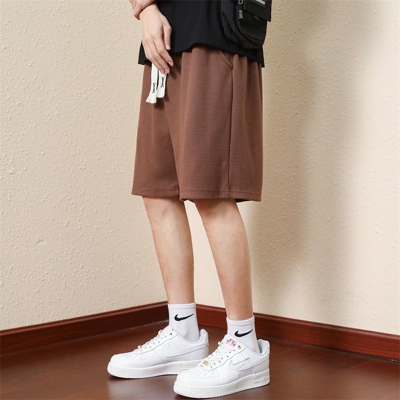 Shorts Men's Summer New Straight Fifth Pants Men's Korean-Style Loose Casual Pants Men's Printed Waffle Pants Fashion