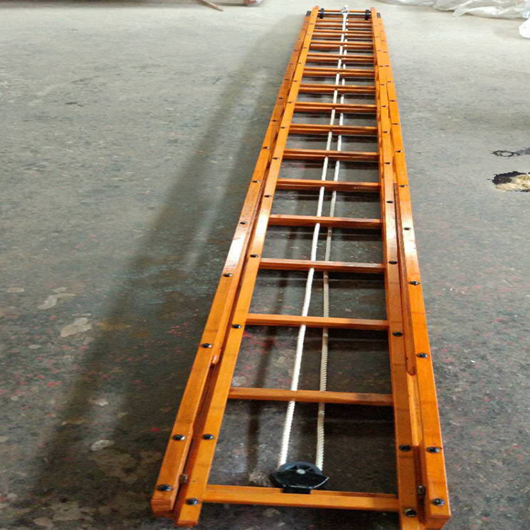 消防梯竹制3米6米9米二节消防拉梯单杠挂钩15米20米铝合金抢险梯