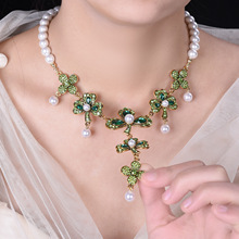 24新款高级感镶钻珍珠花朵项链轻奢时尚锁骨链复古高级感饰品现货