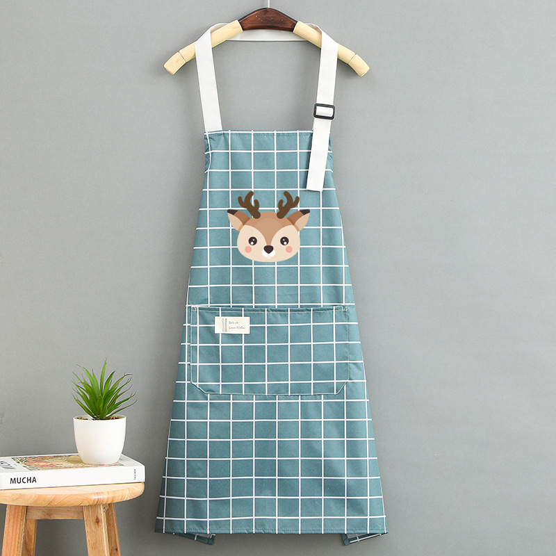 2022 New Plaid Canvas Apron Kitchen Special Anti-Dirty and Oil-Proof Two Sides with Hand Towel Apron Wholesale