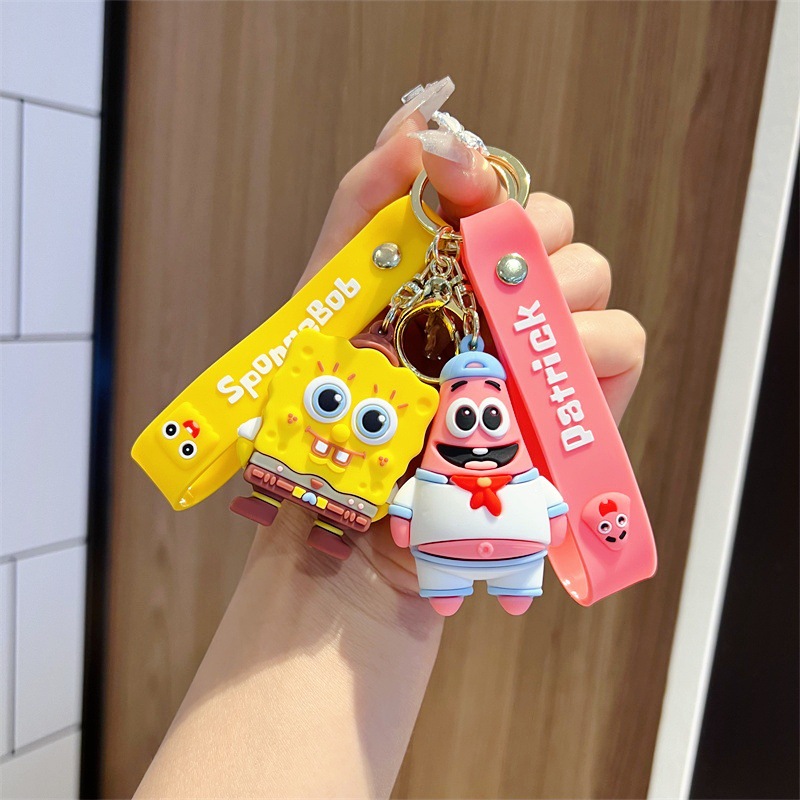 Creative Cartoon SpongeBob Key Chain Trendy Cool Big Eyes Cute Pie Star SpongeBob Key Chain Men and Women's Pendants