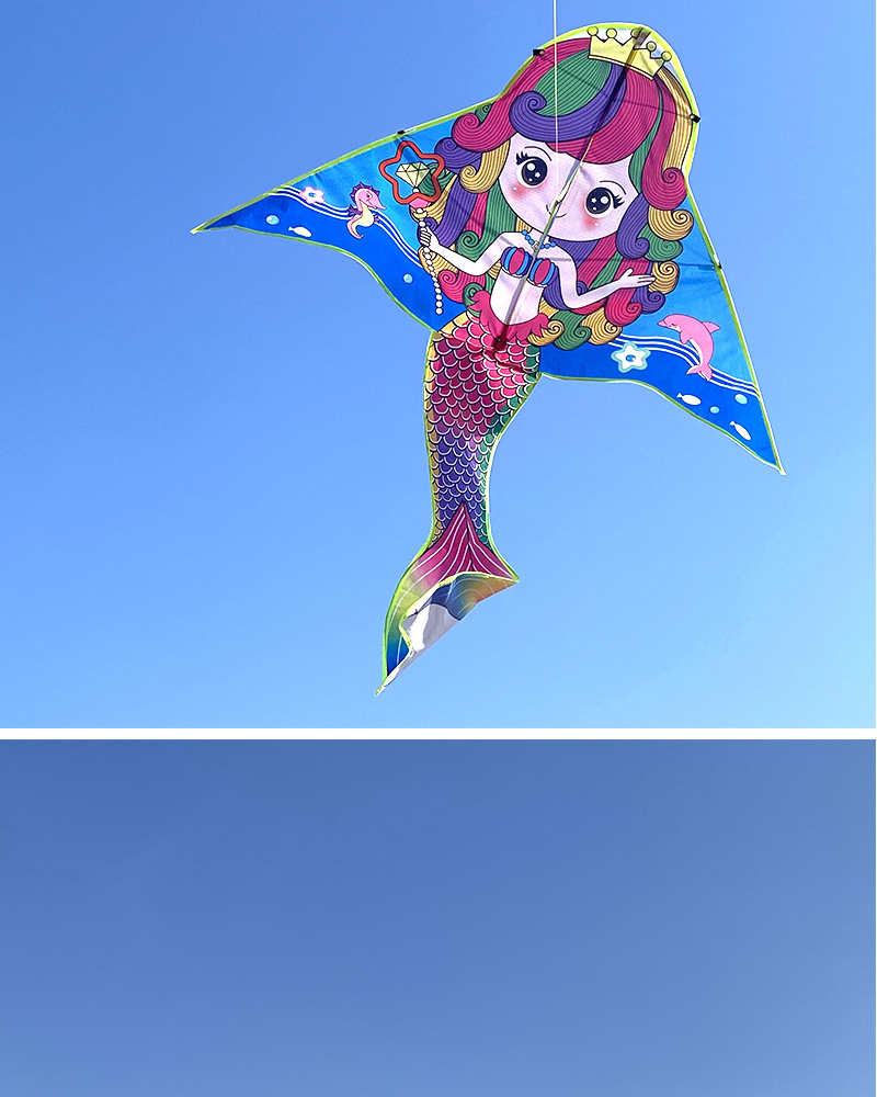 新款潍坊风筝热印亮布美人鱼热转移美人鱼大小风筝 儿童卡通风筝