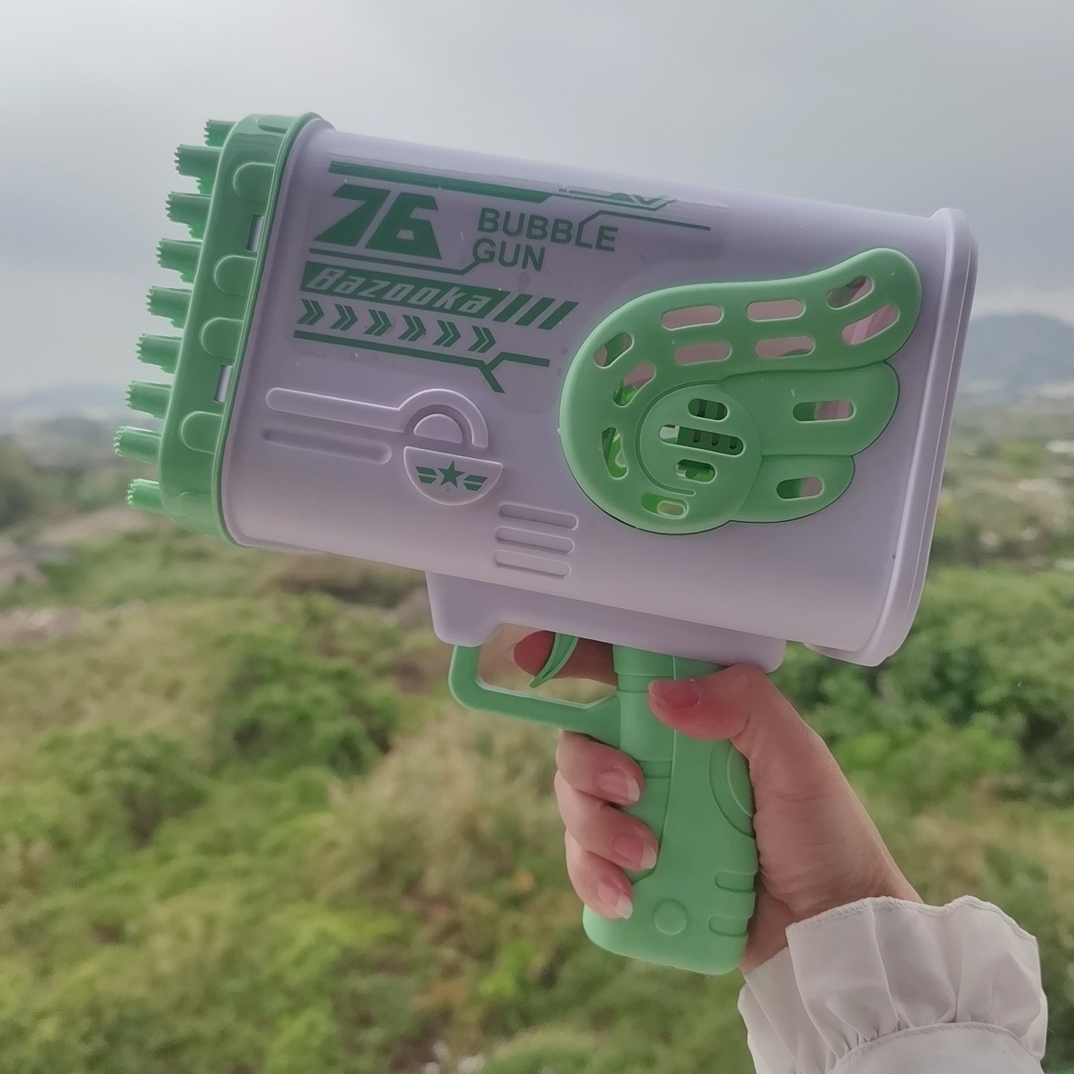 抖音同款69孔76孔加特林天使泡泡机超大电动火箭筒泡泡枪儿童玩具