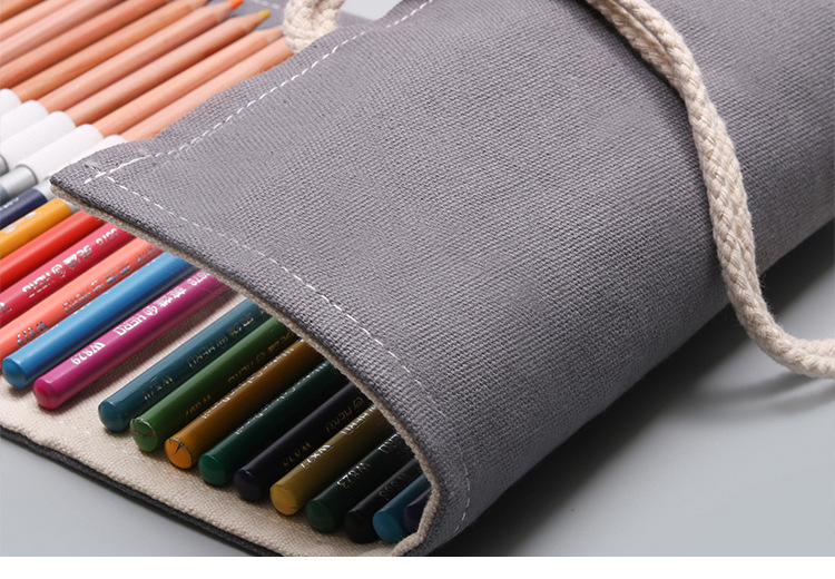 创意帆布笔帘笔袋定制12支24支36支大容量素描彩铅卷笔袋文具盒