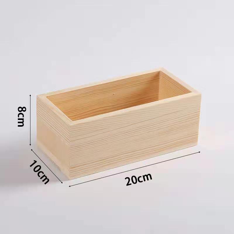 Long Square Uncovered Wooden Box Desktop Storage Box Set Wooden Tray Storage Box Production of Various Wood Packing Box
