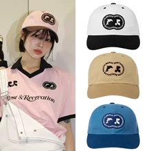 韩国小众 RR新款海豚字母刺绣撞色拼接色棒球帽鸭舌帽