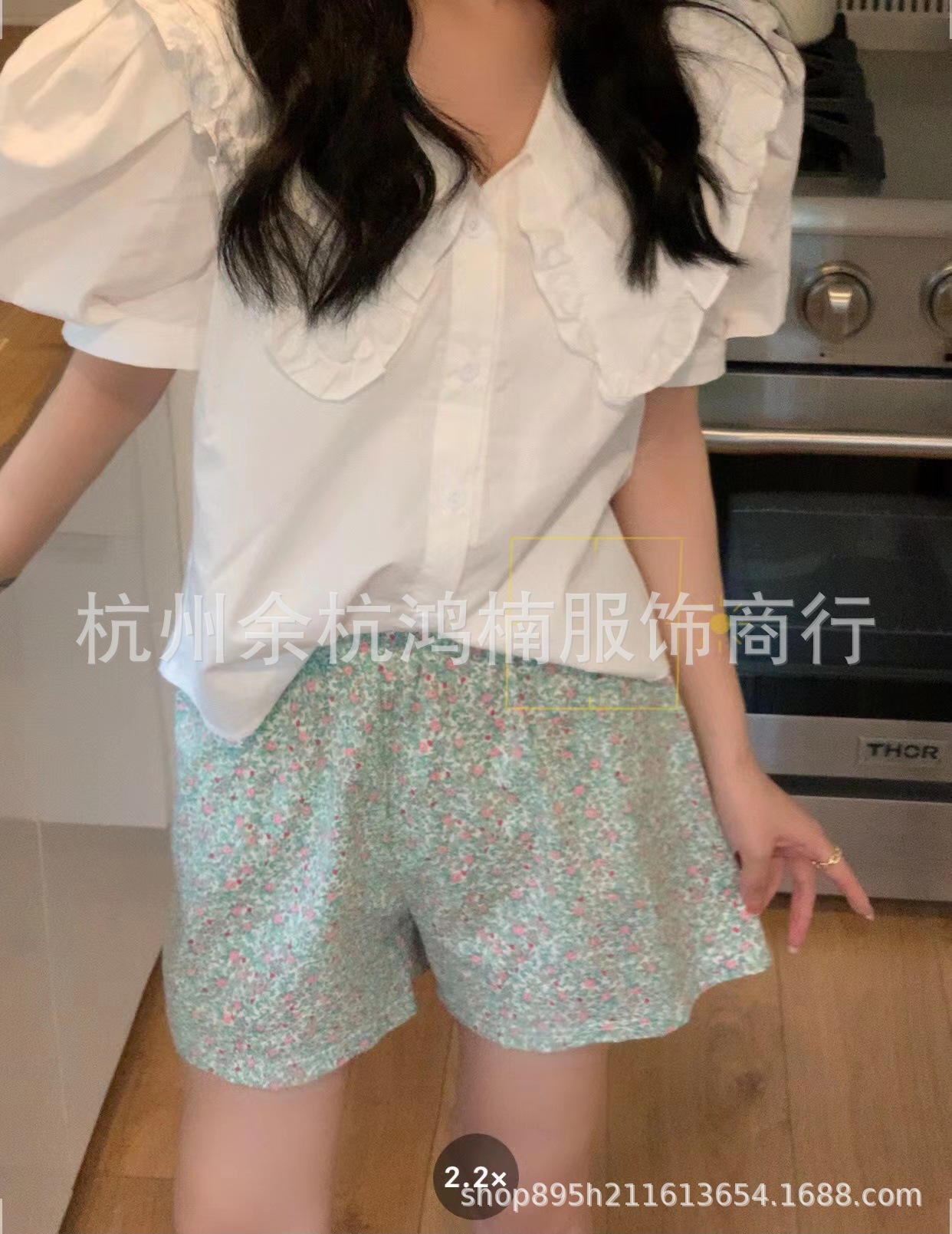 Hongnan 2023 Hug Summer Floral Plaid Shorts Home Casual Pajama Pants Korean Style Loose Cotton Linen