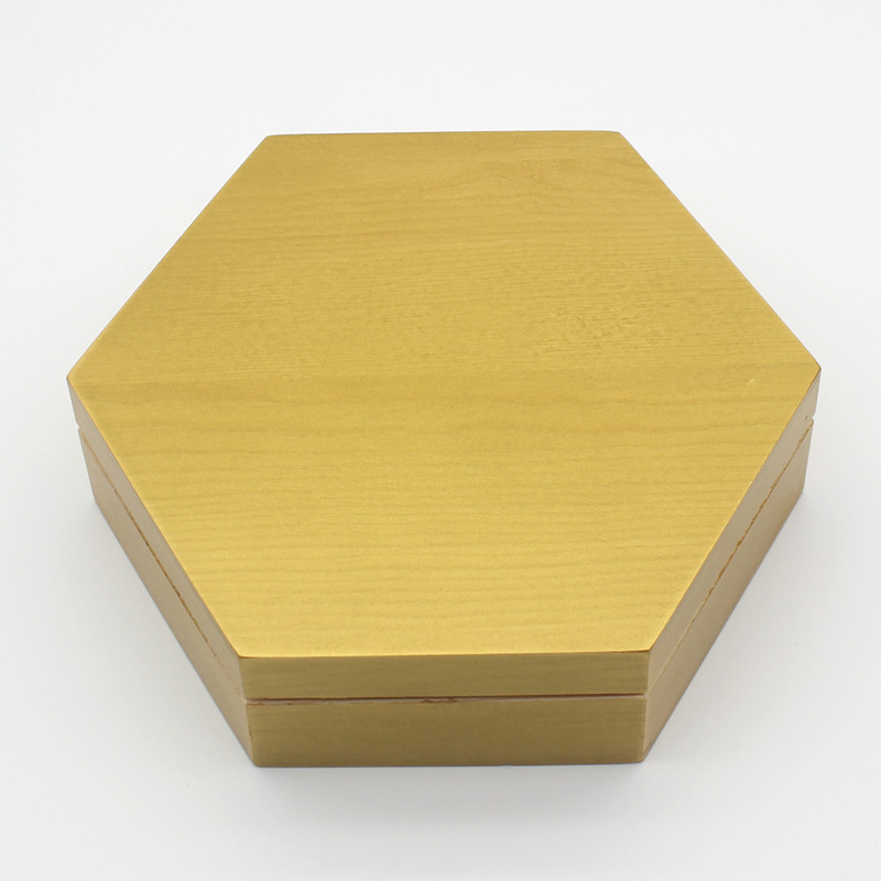 六边形天地盖木盒实木上漆六角包装盒礼品首饰收纳盒多边形木盒子