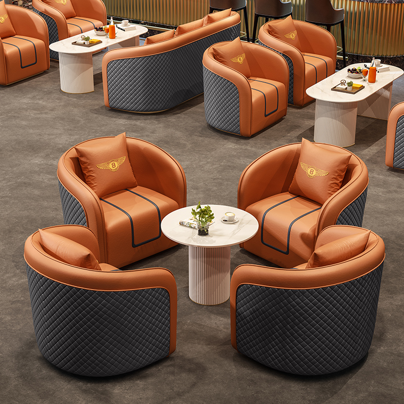 售楼处接待洽谈桌椅组合欧式简约接待室办公接待会客沙发一桌四椅