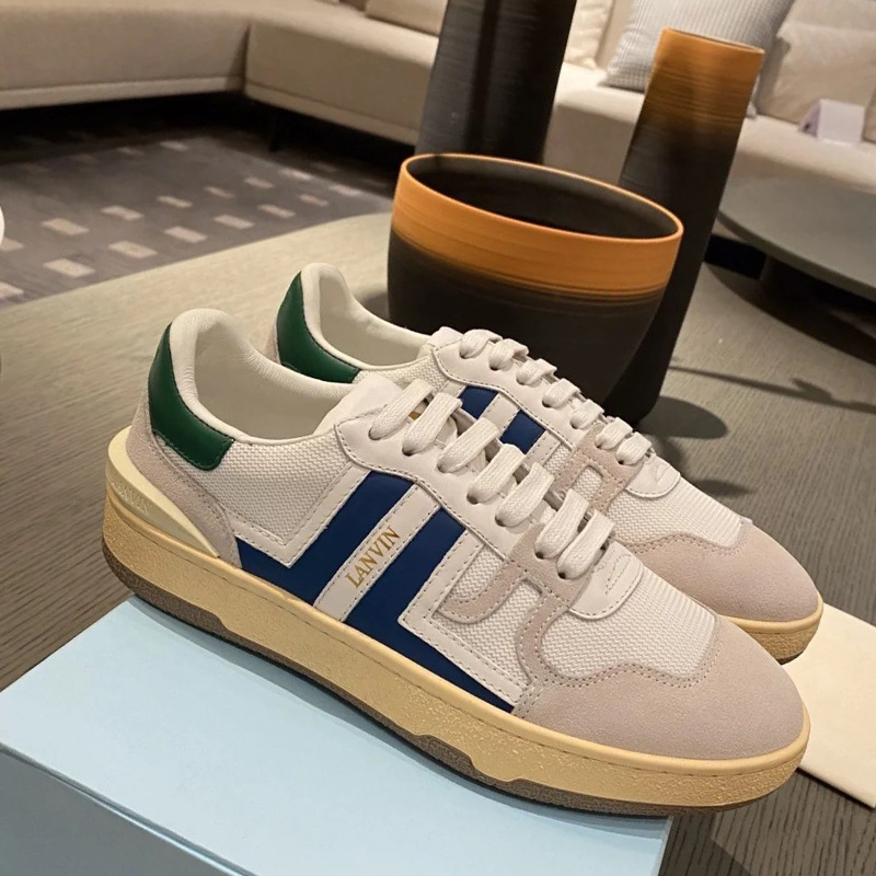 lanvin浪凡德训鞋女情侣款运动板鞋拼色透气休闲平底牛皮小白鞋女