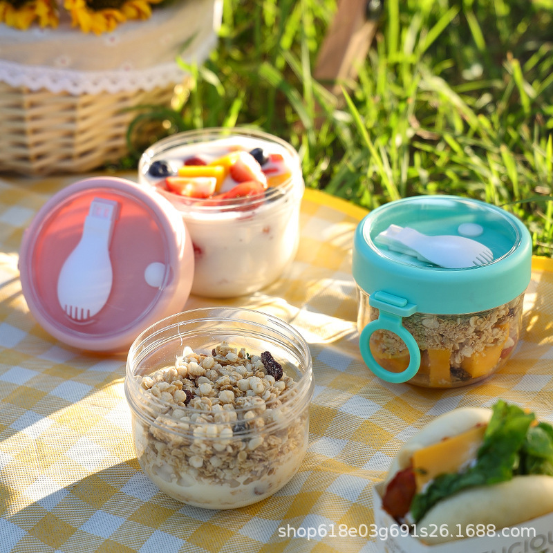 Salad Cup Oat Cup Light Food with Cover Spoon Sealed Portable Breakfast Yogurt Cereal Jar Milk Cup Cross-Border Wholesale