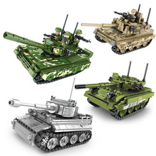 聚航89001-04虎式豹2主战坦克拼装军事积木M1A2坦克99A模型玩具