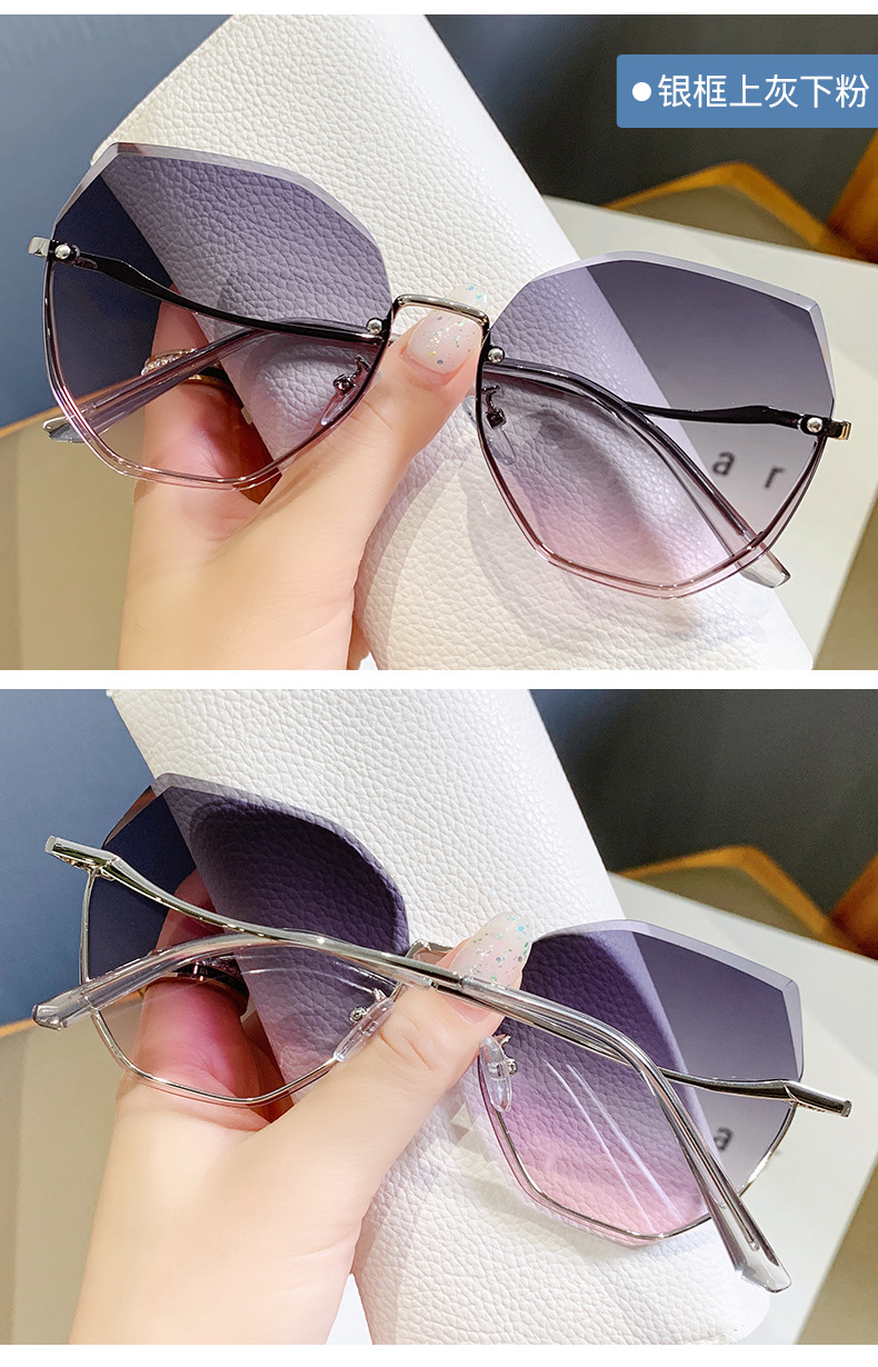 2021年韩版时尚新款切边无框太阳镜 ins街拍墨镜舒适潮流太阳眼镜