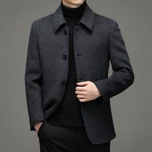 秋冬新款男装双面羊毛呢加厚夹克中青年男式上衣外套11576