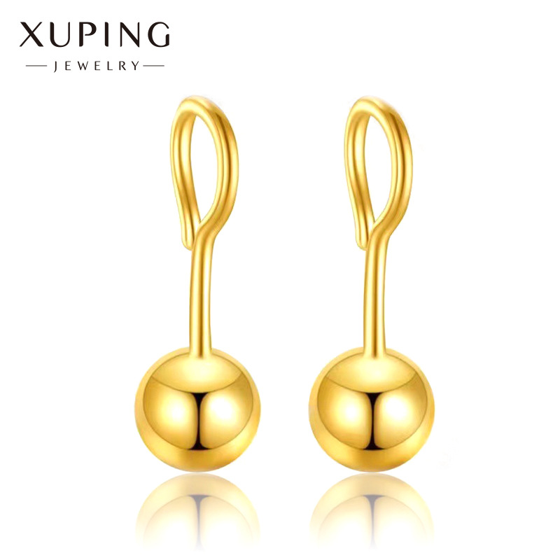 xuping jewelry gold-plated earrings glossy round bead stud earrings bean simple mini hook small stud earrings korean style earrings