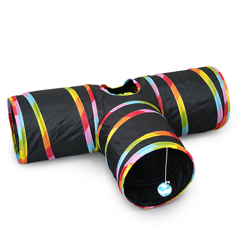 Cross-Border Manufacturers Pet Supplies Cat Tunnel Cat Straight Three-Way Crawling Channel Cat Toy Foldable Tent Nest